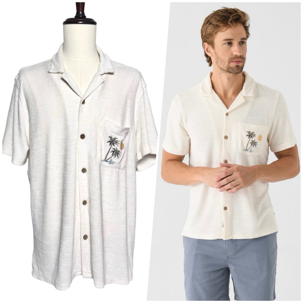 Faherty | Men | Cabana Towel Terry South Sand Beach SS Button Up Shirt | Size XL